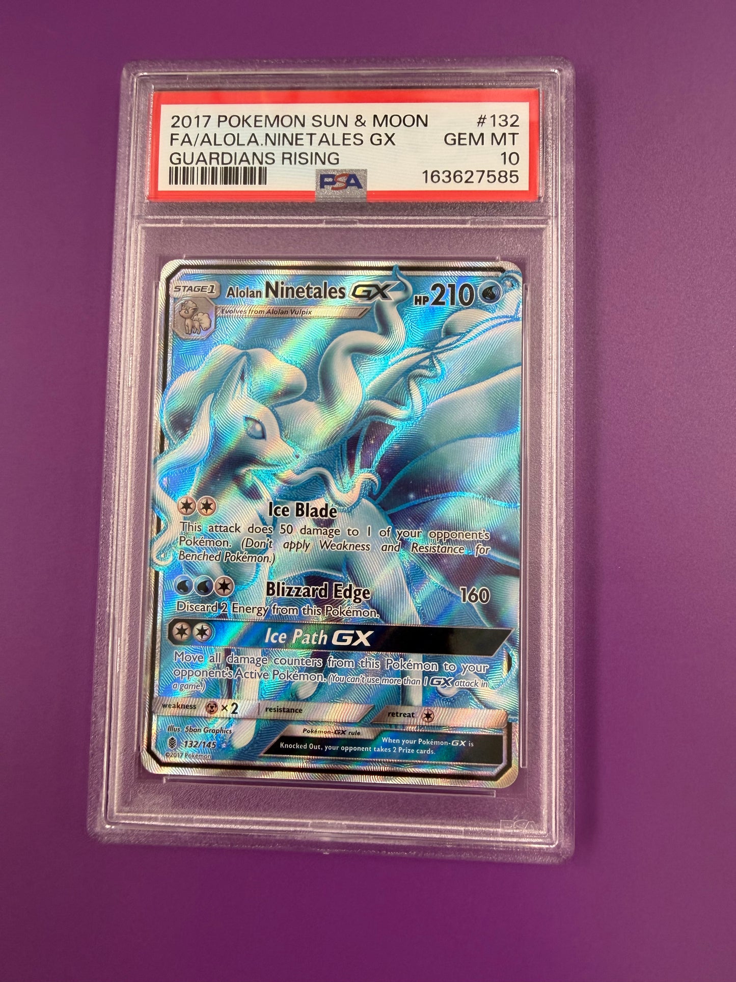 2017 ALOLAN NINETALES #132 SUN & MOON PSA 10 PK1296