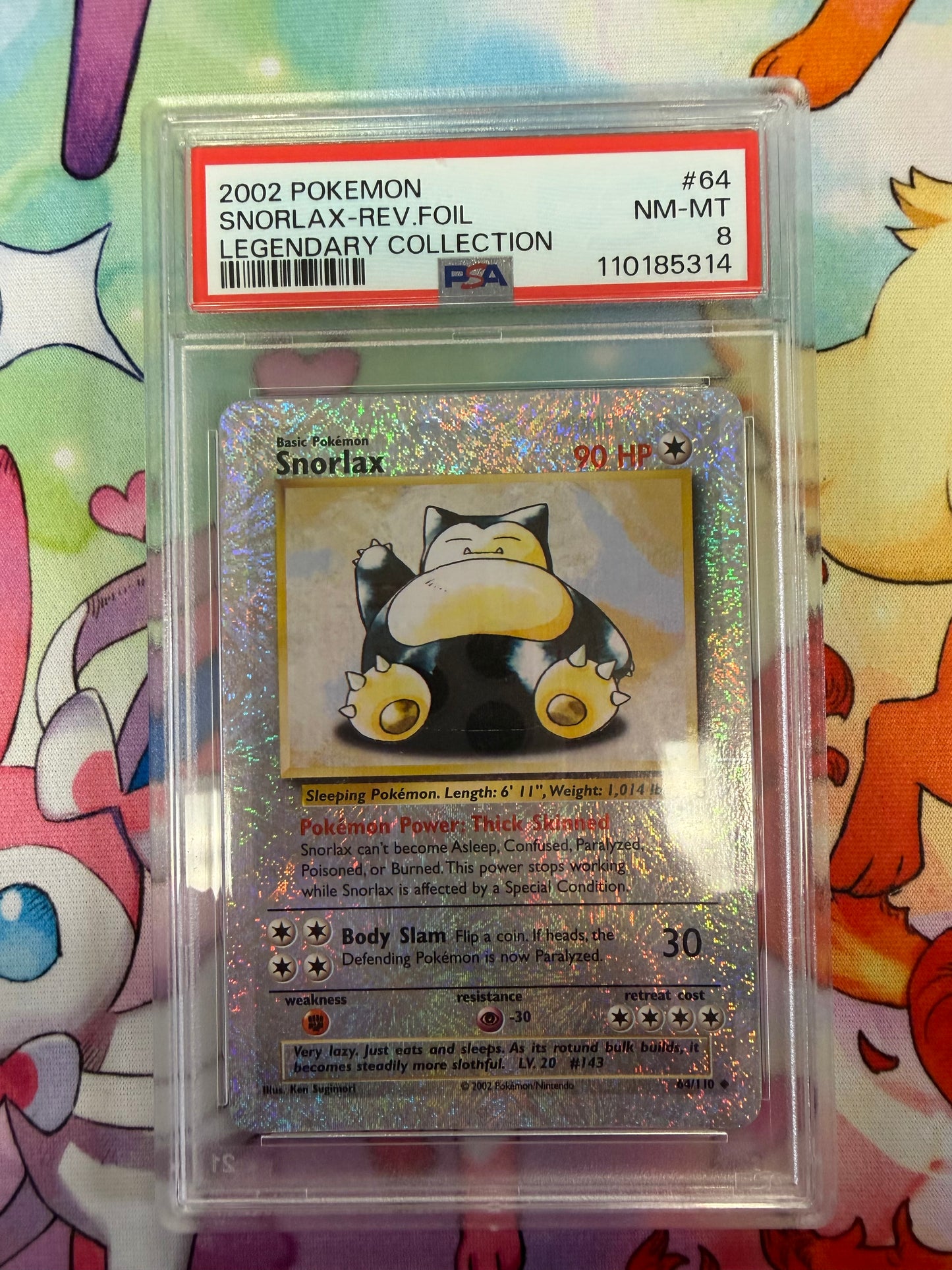 2002 LEGENDARY COLLECTION REVERSE HOLO SNORLAX #64 PSA 8 PK1234