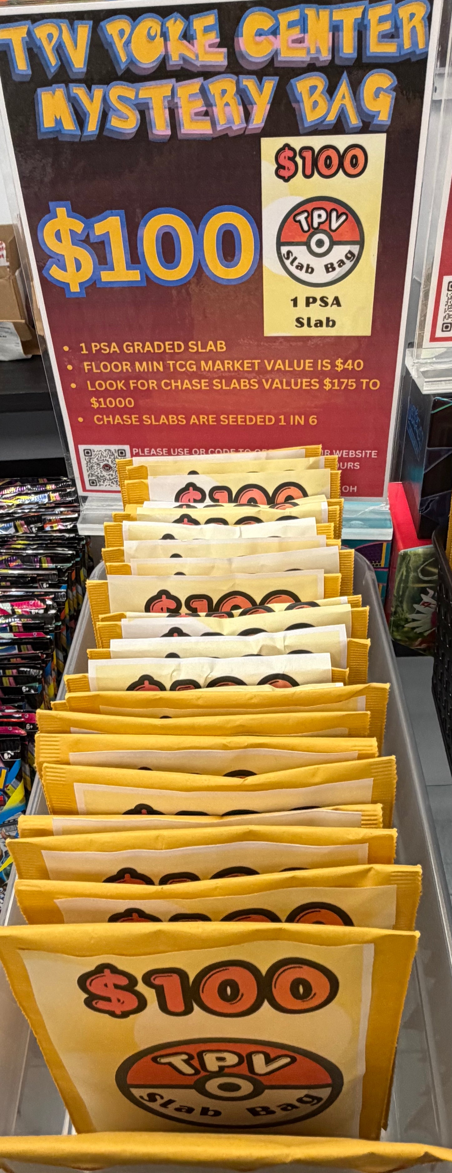 TPV POKE CENTER MYSTERY PSA SLAB BAG. --1 PSA GRADED SLAB-- $100