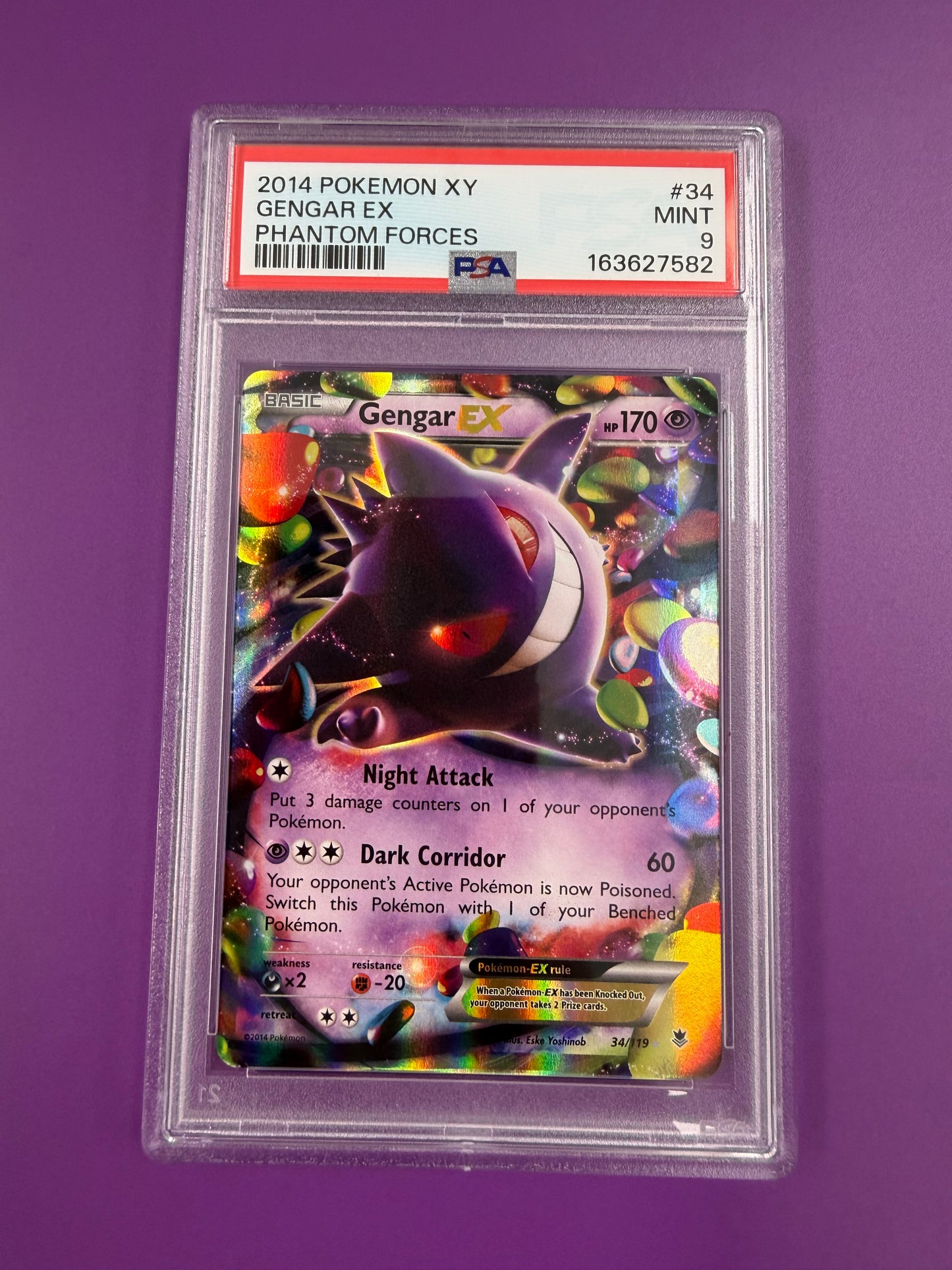 2014 GENGAR EX #34 PHANTOM FORCES PSA 9 PK1300