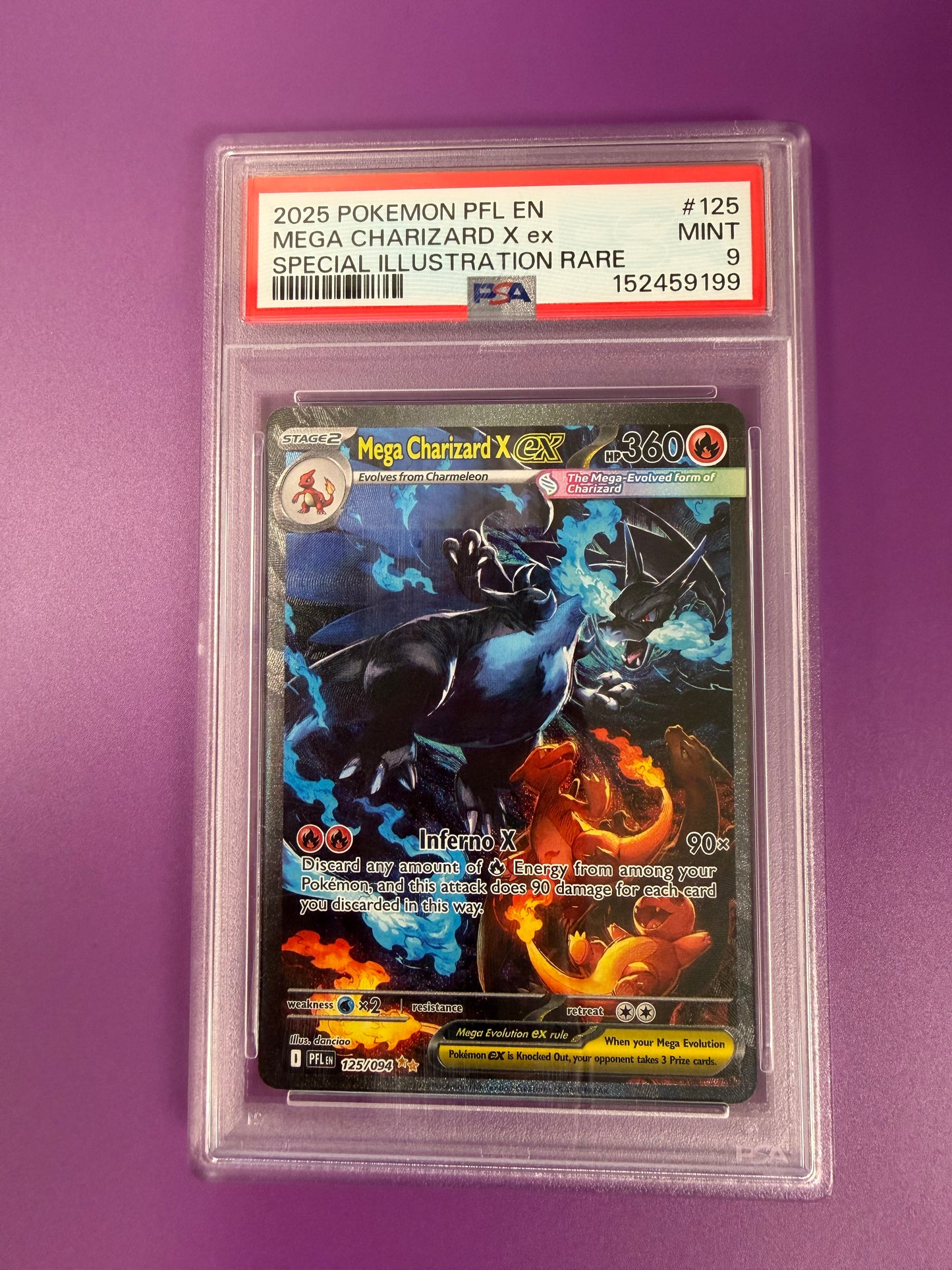 2025 MEGA CHARIZARD X EX PHANTASMAL FLAMES #125 PSA 9 PK1282
