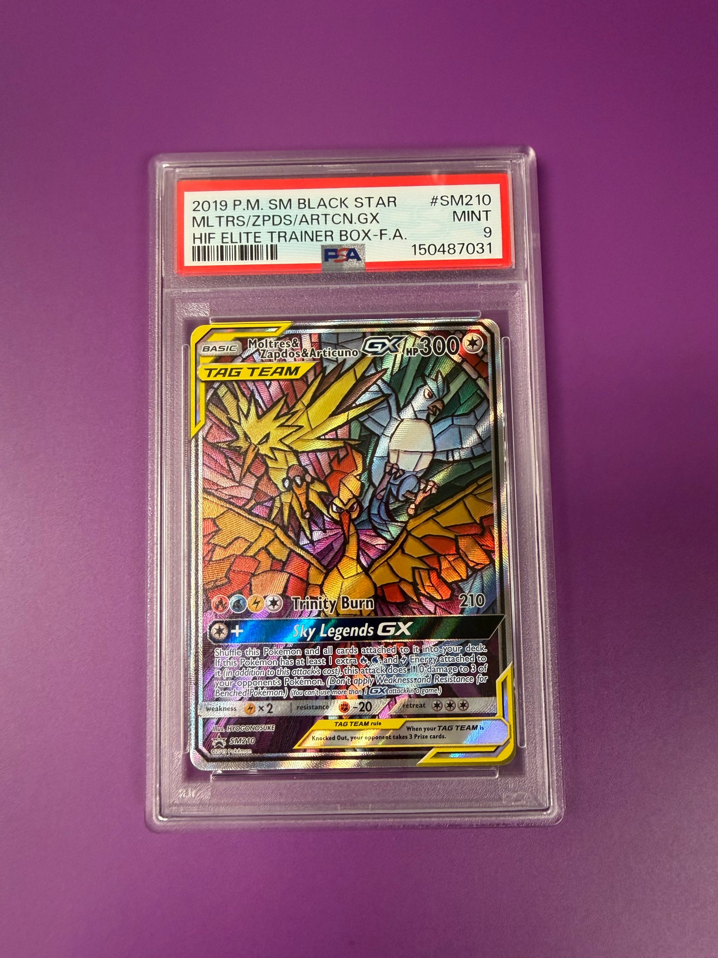 2019 SUN & MOON BLACKSTAR PROMO #SM210 MOLTRES/ZAPDOS & ARTICUNO PSA 9 PK1000