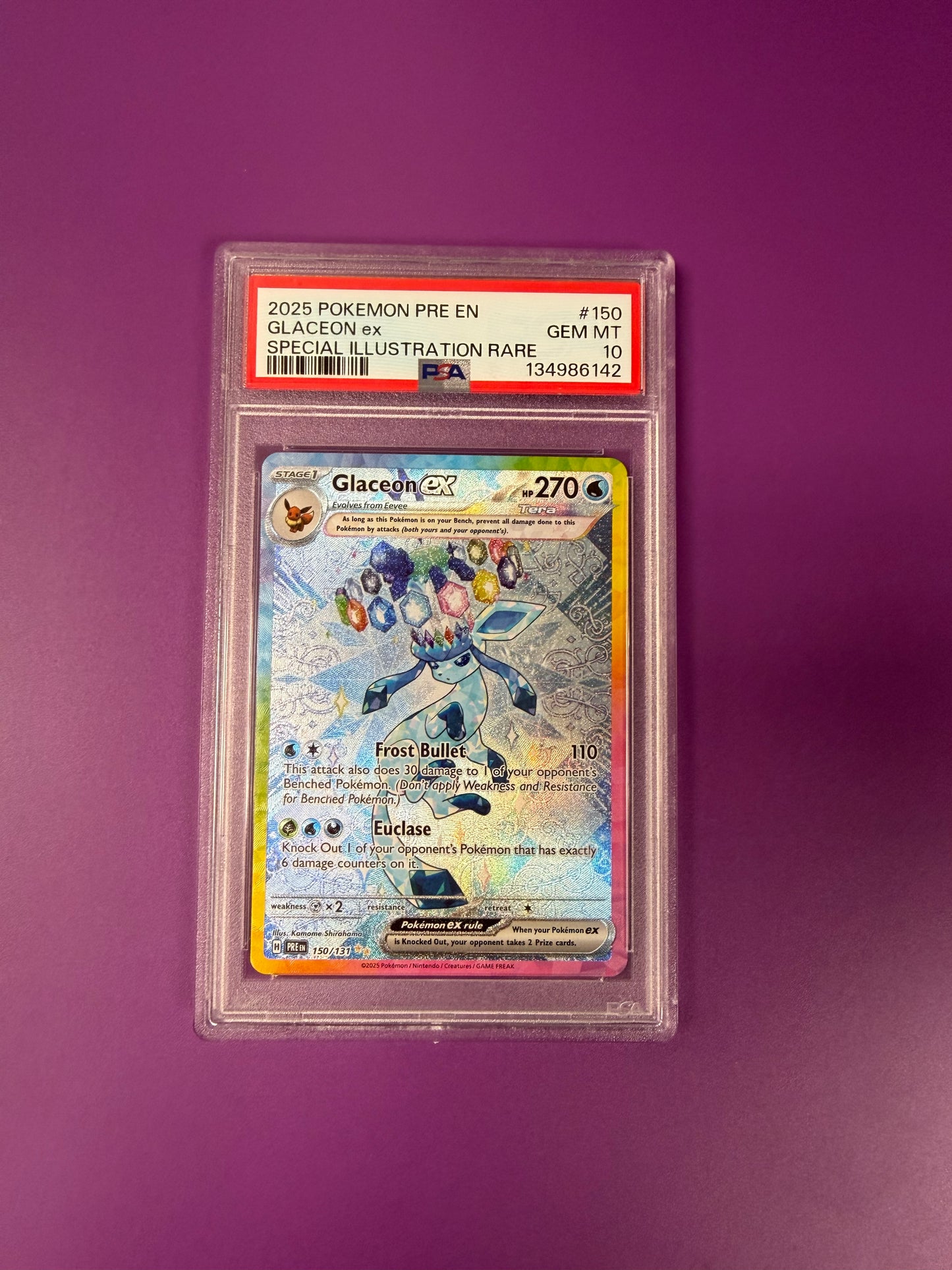 2025 PRISMATIC EVOLUTIONS #150 GLACEON PSA 10 PK1006