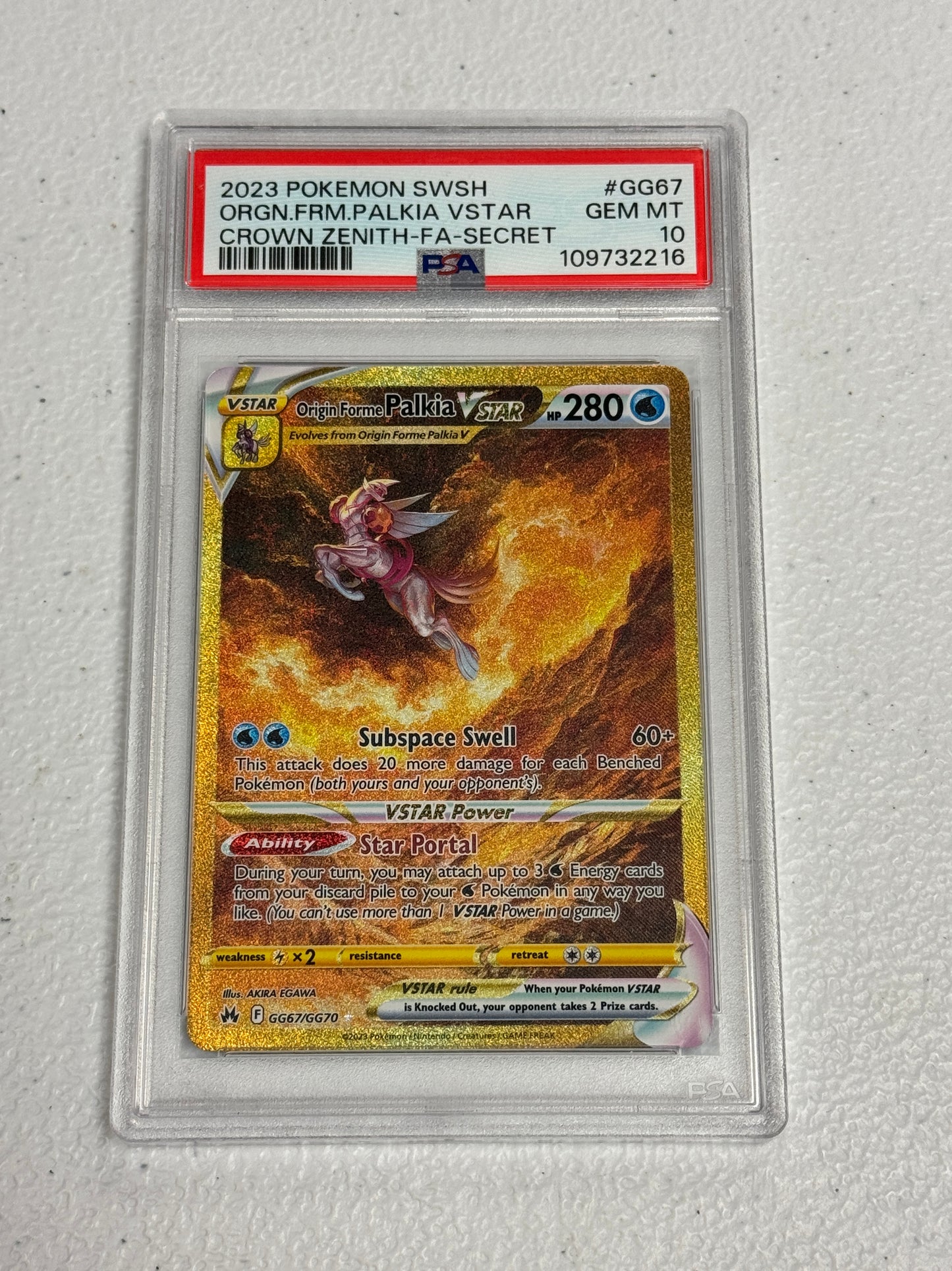 2023 CROWN ZENITH ORIGIN FORME PALKIA VSTAR #GG67 PSA 10 PK1330