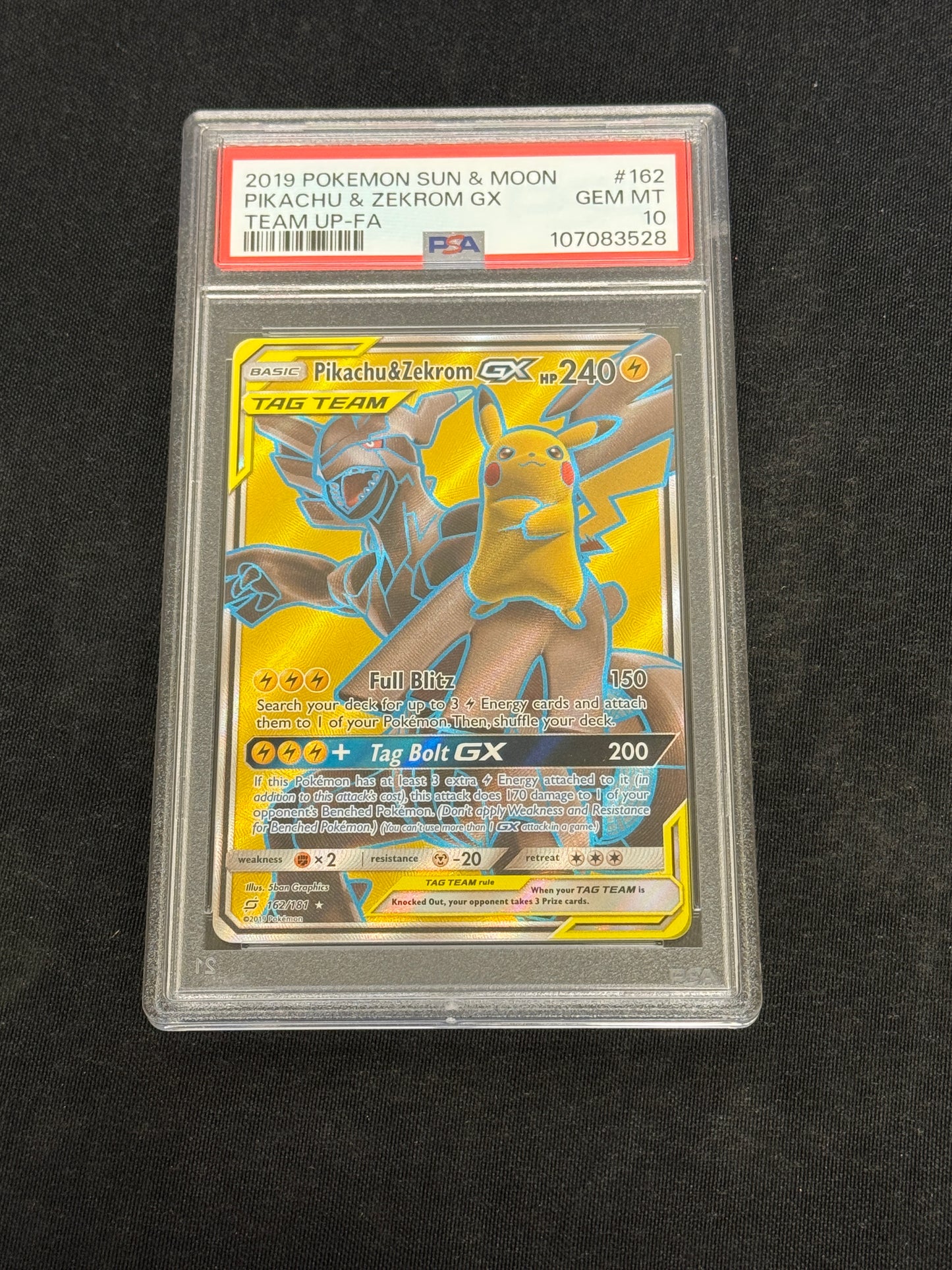 POKRMON TEAM UP PIKACHU & ZEKROM GX 162/181 PSA 10 GEM MINT PK884