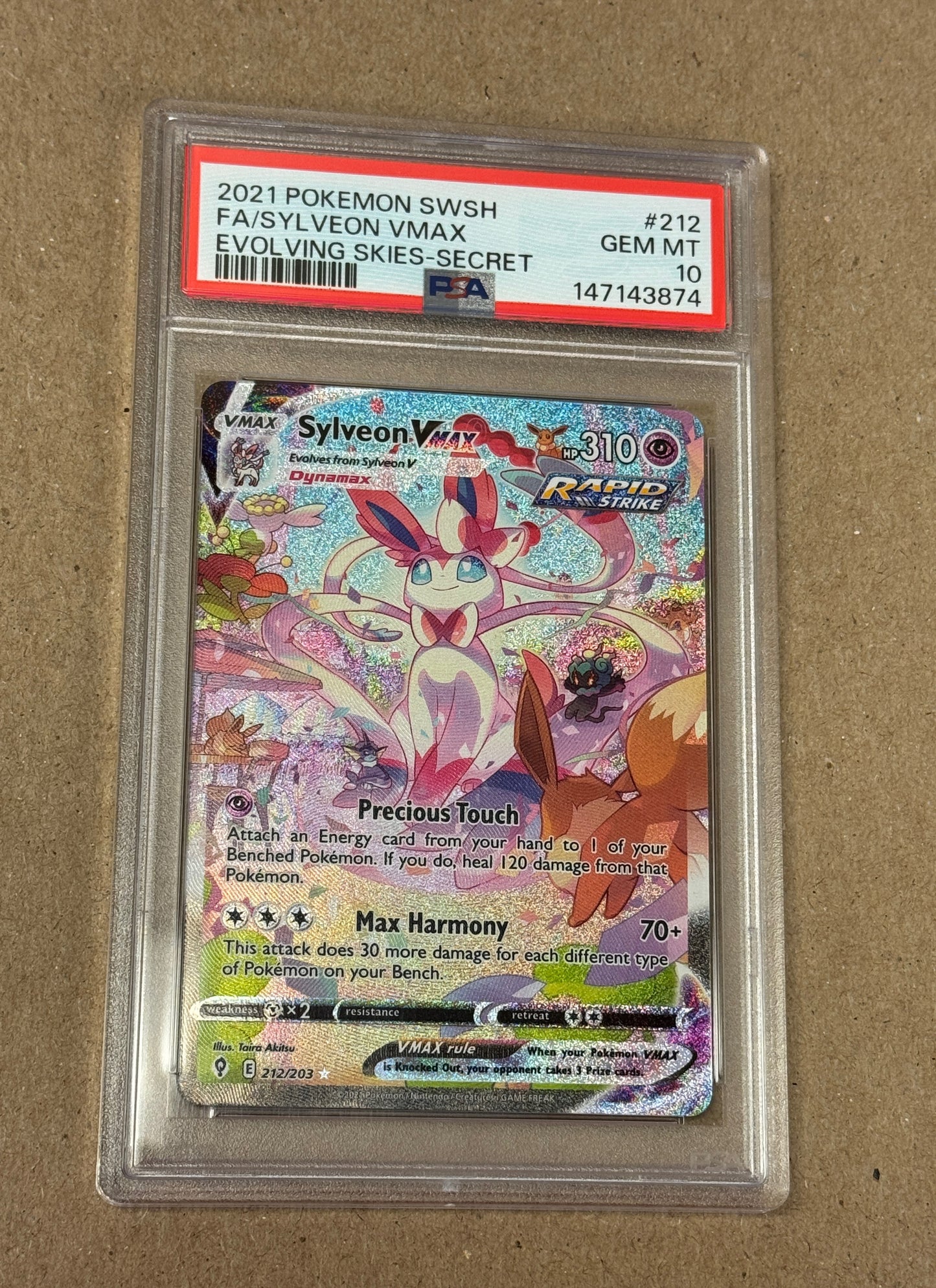 2021 EVOLVING SKIES SYLVEON VMAX #212 PSA 10 PK1264