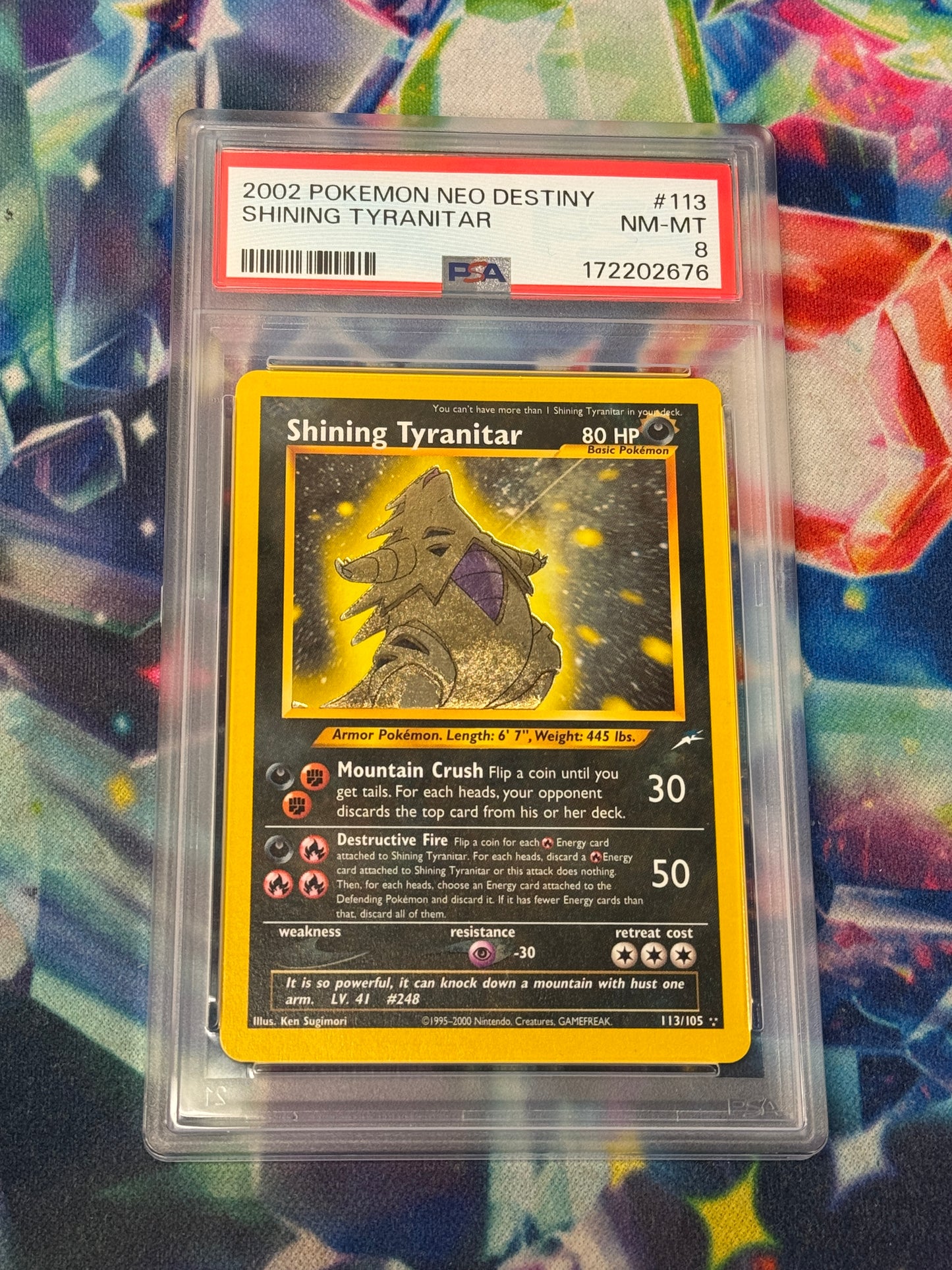 2002 NEO DESTINY SHINING TYRANITAR #113 PSA 8 PK1023