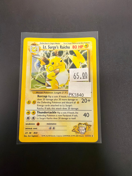 GYM CHALLENGE LT. SURGE'S RAICHU 11/132 RAW PK1840