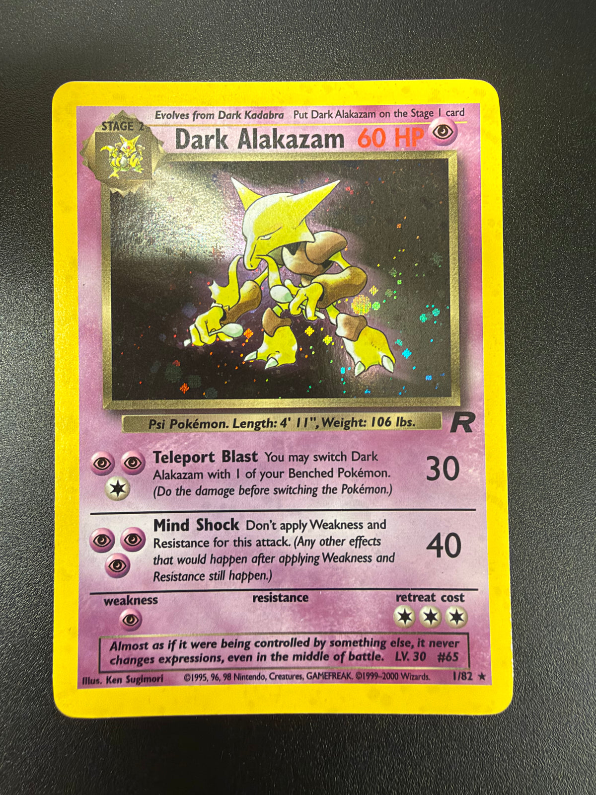 TEAM ROCKET DARK ALAKAZAM 1/82 RAW PK1477