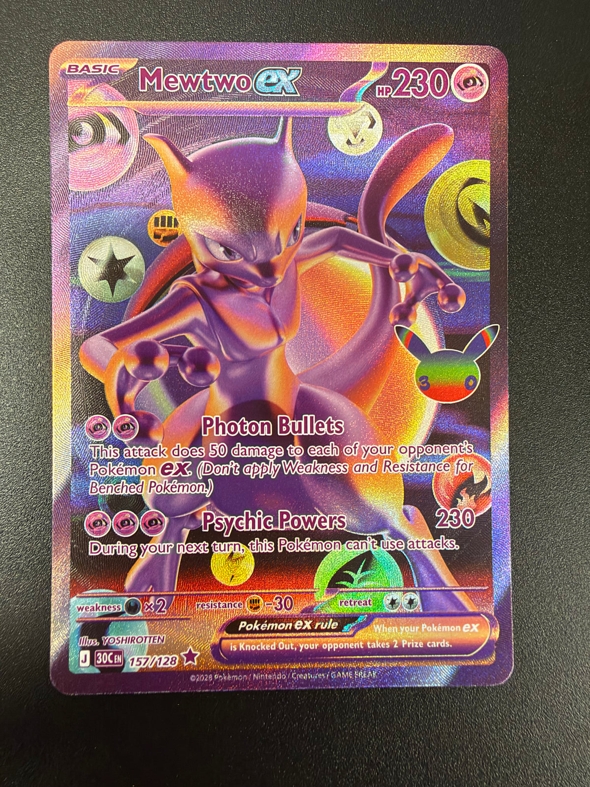 30TH ANNIVERSARY MEWTWO EX 157/128 RAW PK1467