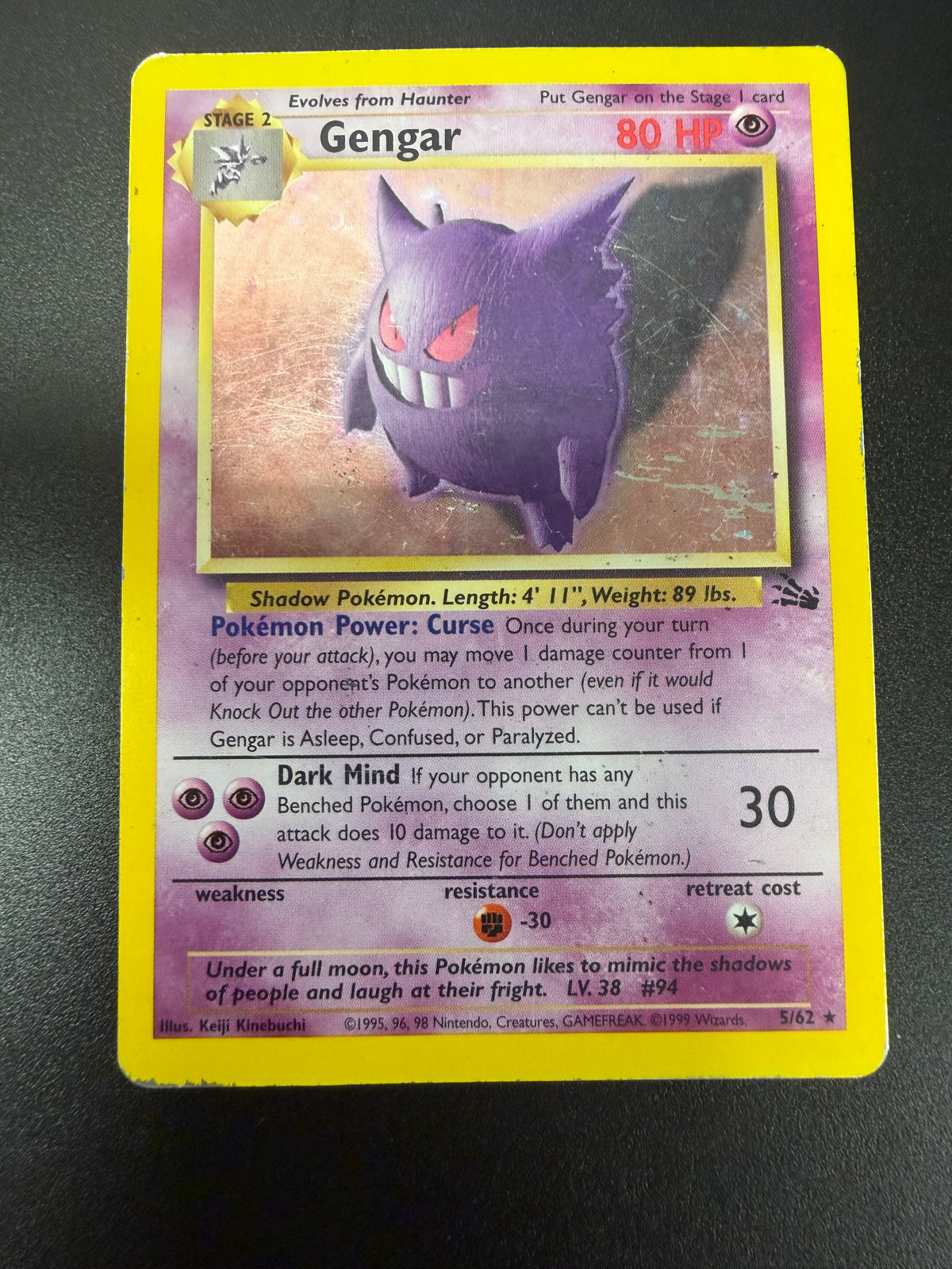 FOSSIL GENGAR 5/62 PK1747 RAW