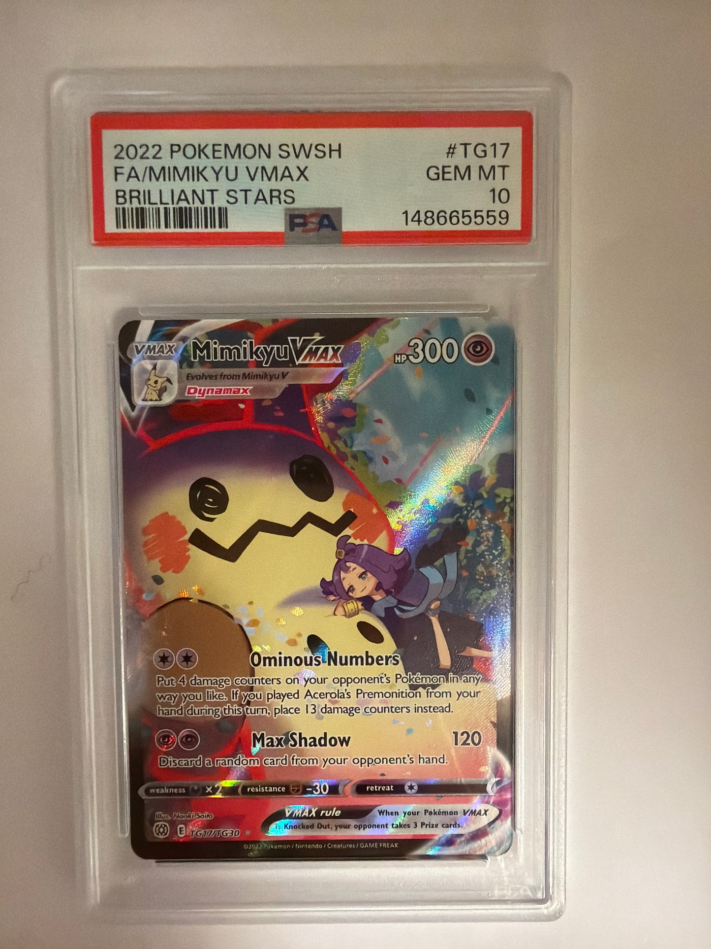 2022 MIMIKYU VMAX #TG17 PSA 10 PK1218