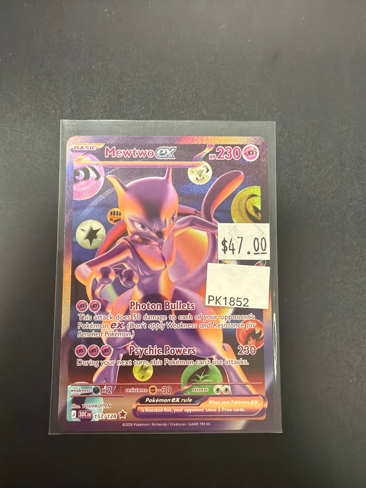 30TH ANNIVERSARY MEWTWO EX 157/128 RAW PK1852