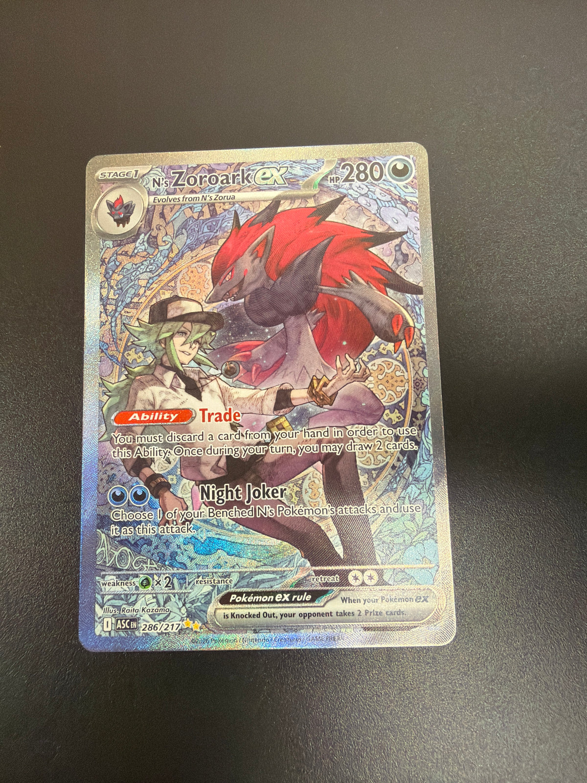 ASCENDED HEROES N'S ZOROARK EX 286/217 PK1760 RAW