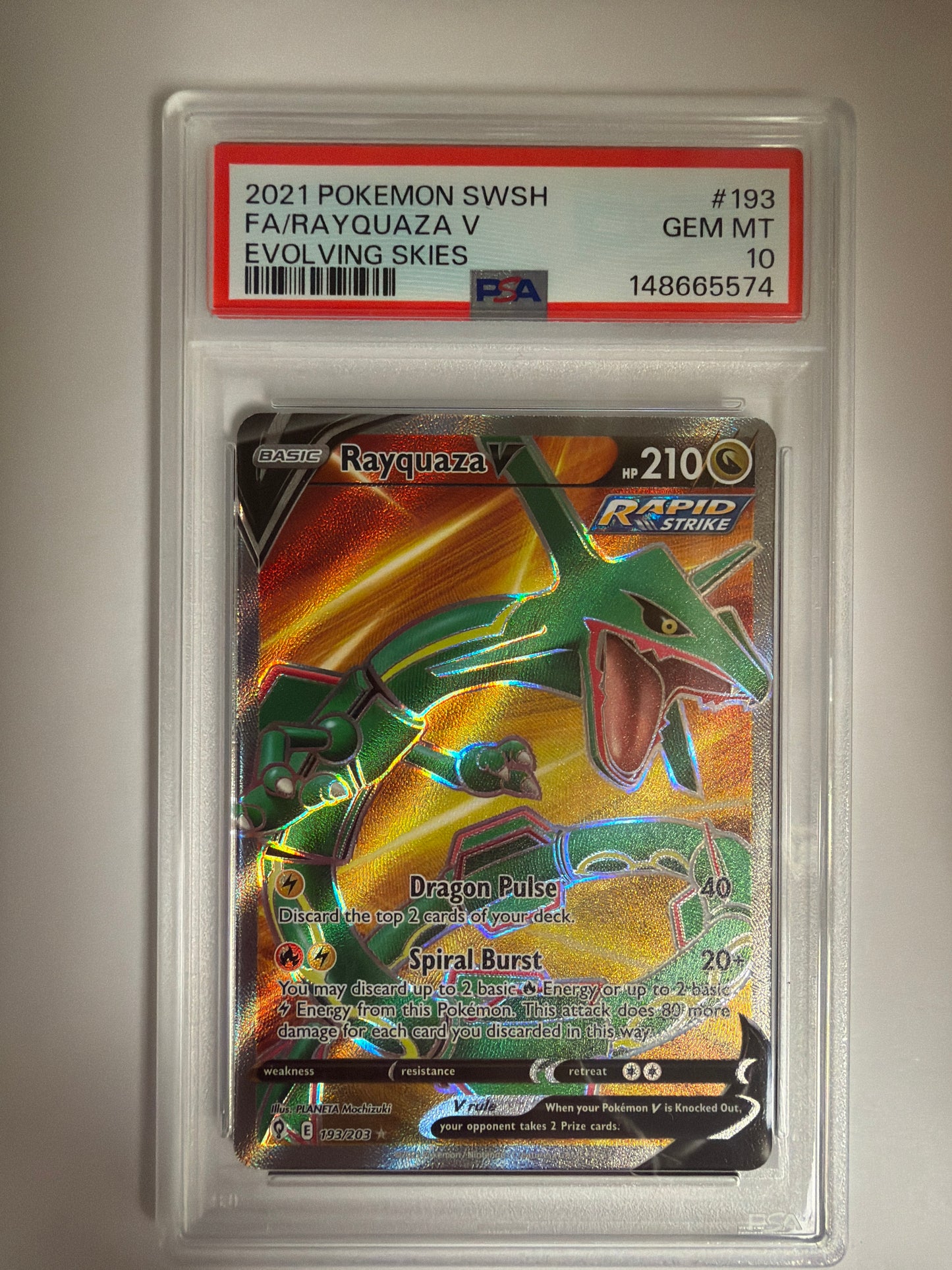 2021 RAYQUAZA #193 EVOLVING SKIES PSA 10 PK1222