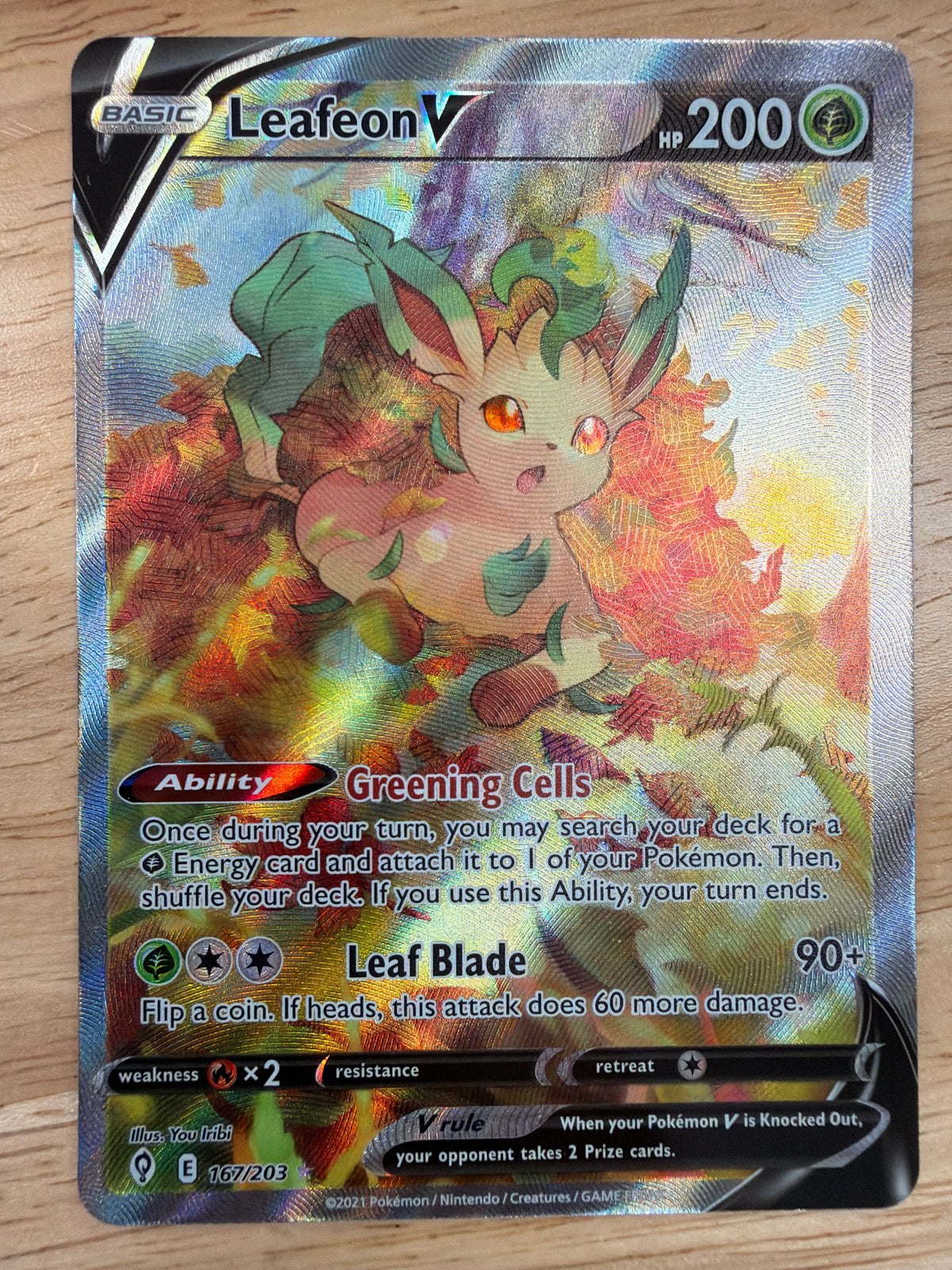 Evolving Skies Leafeon V 167/203 CONDITION RAW *PK1882