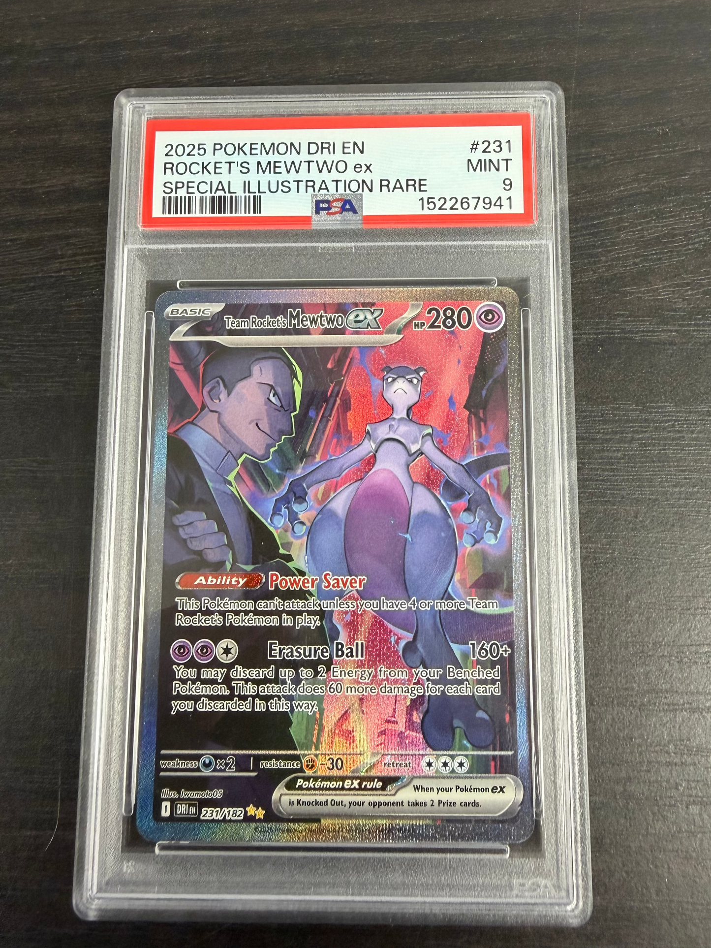 2025 ROCKET'S MEWTWO 231 DESTINED RIVALS PSA 9 PK973.  SALE