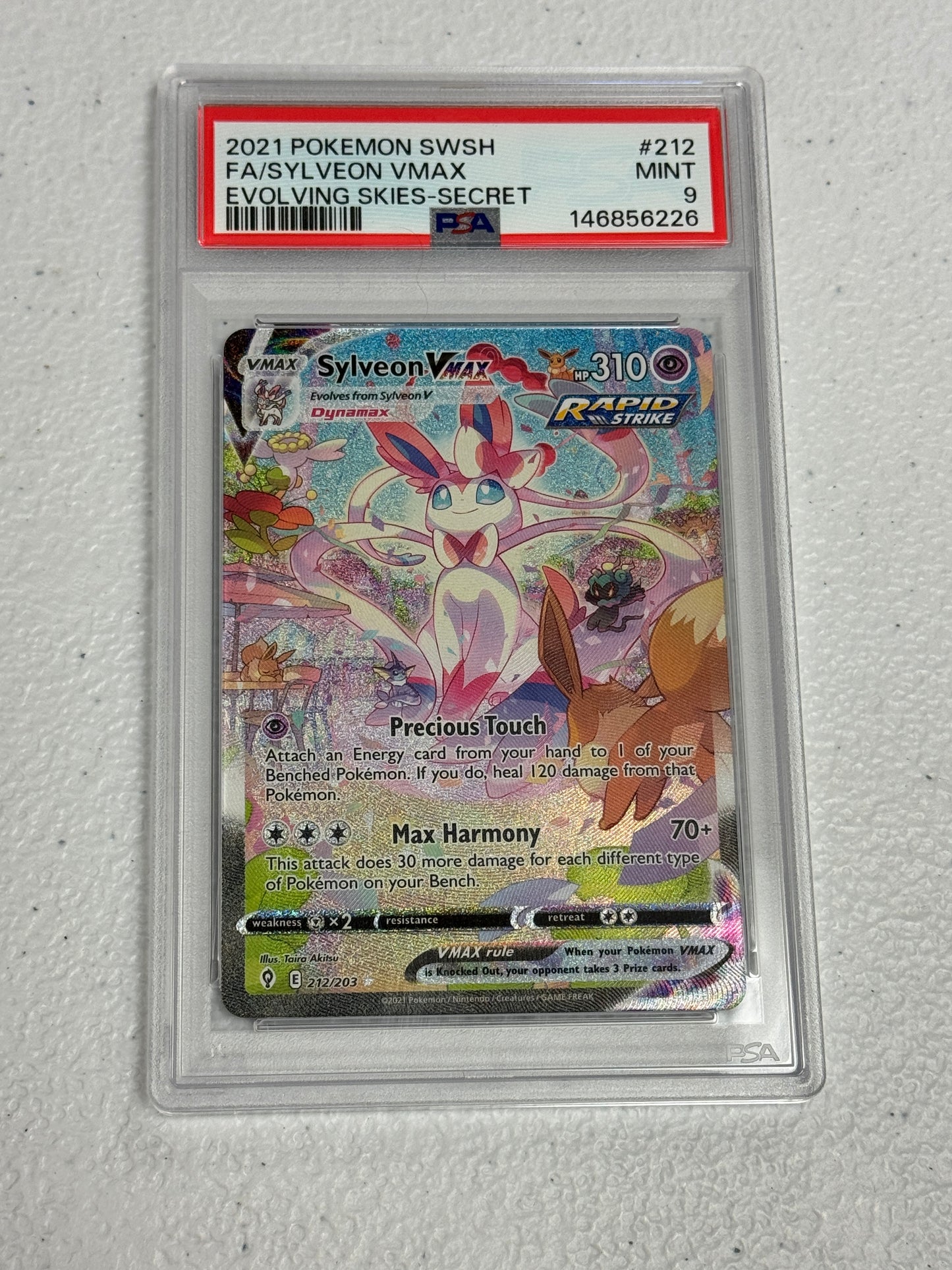 2021 EVOLVING SKIES SYLVEON VMAX #212  PSA 9  PK1306