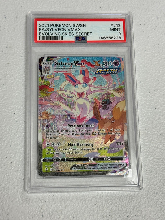 2021 EVOLVING SKIES SYLVEON VMAX #212  PSA 9  PK1306