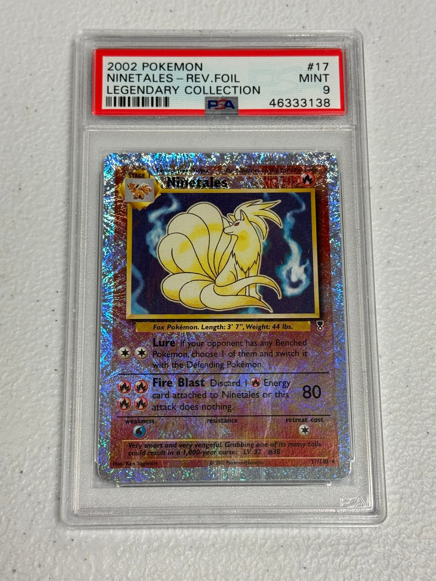 2002 LEGENDARY COLLECTION NINETALES REV HOLO $17  PSA 9  PK1313