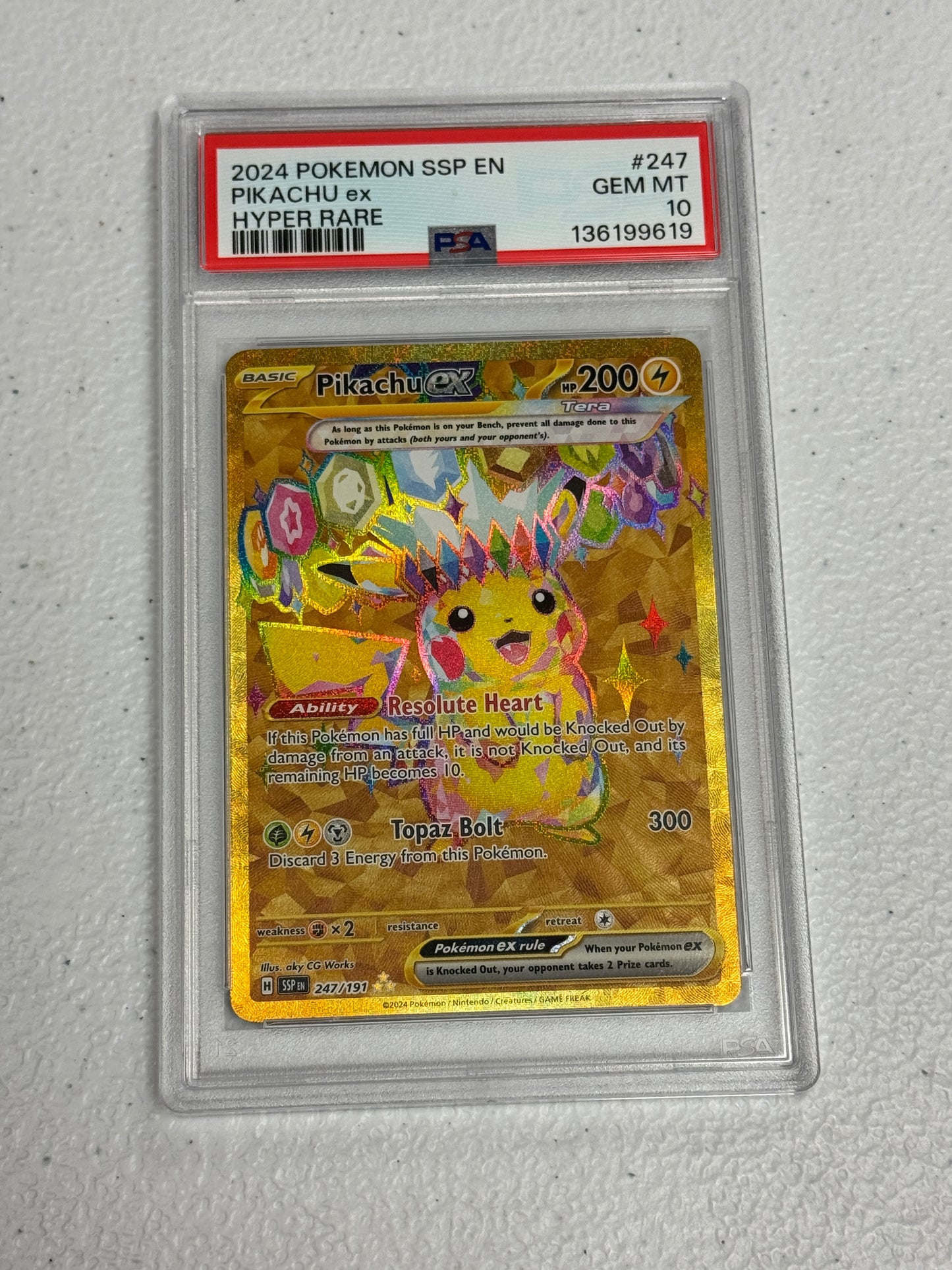 2024 SURGING SPARKS PIKACHU EX  #247  PSA 10  PK1317