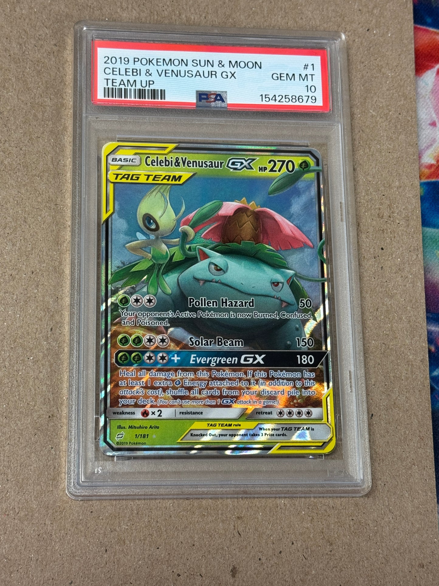 2019 TEAM UP CELEBI & VENUSAUR GX  #1  PSA 10   PK1347
