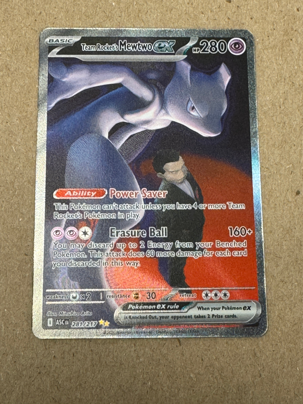 ASCENDED HEROES TEAM ROCKET'S MEWTWO EX  281/217  PK1774  RAW