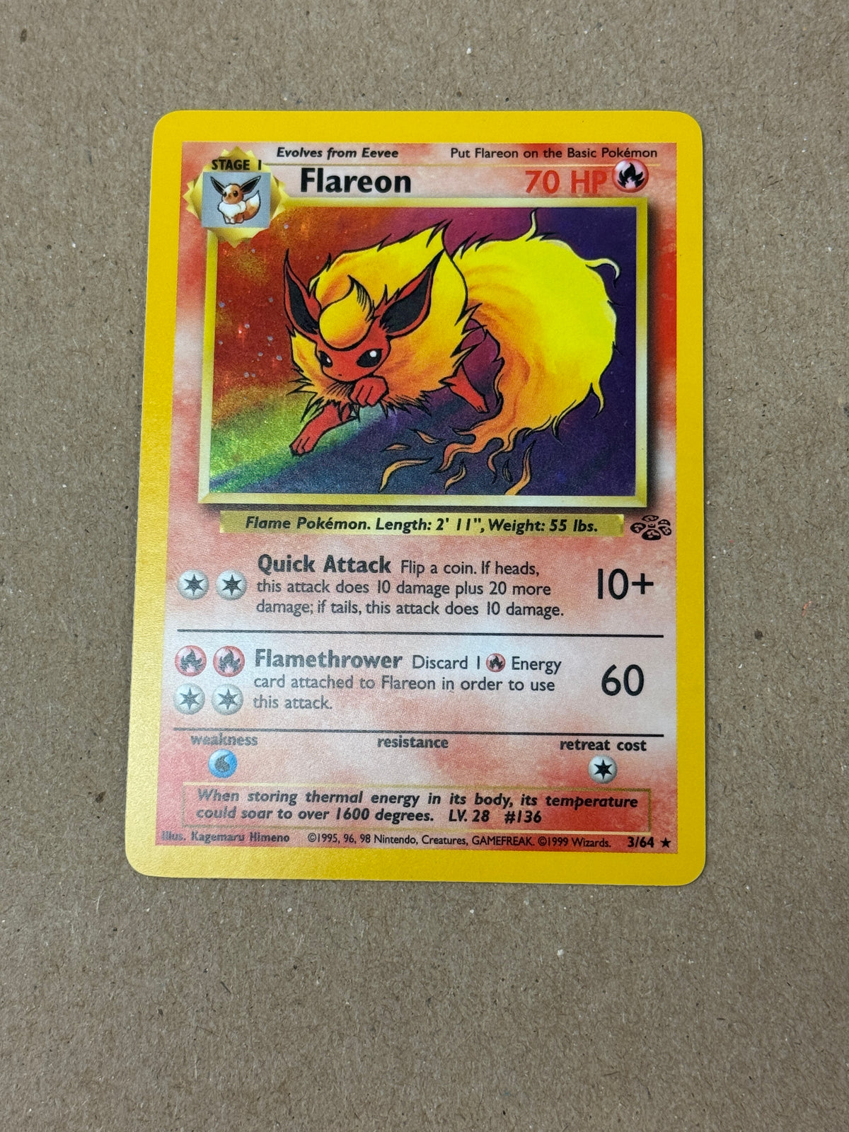 JUNGLE FLAREON HOLO  3/64  RAW  PK1792