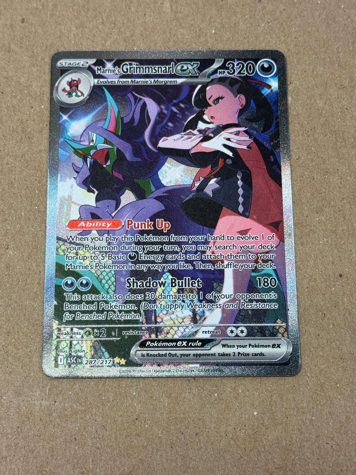 ASCENDED HEROES MARNIE'S GRIMMSNARL ex 287/217  RAW  PK1430