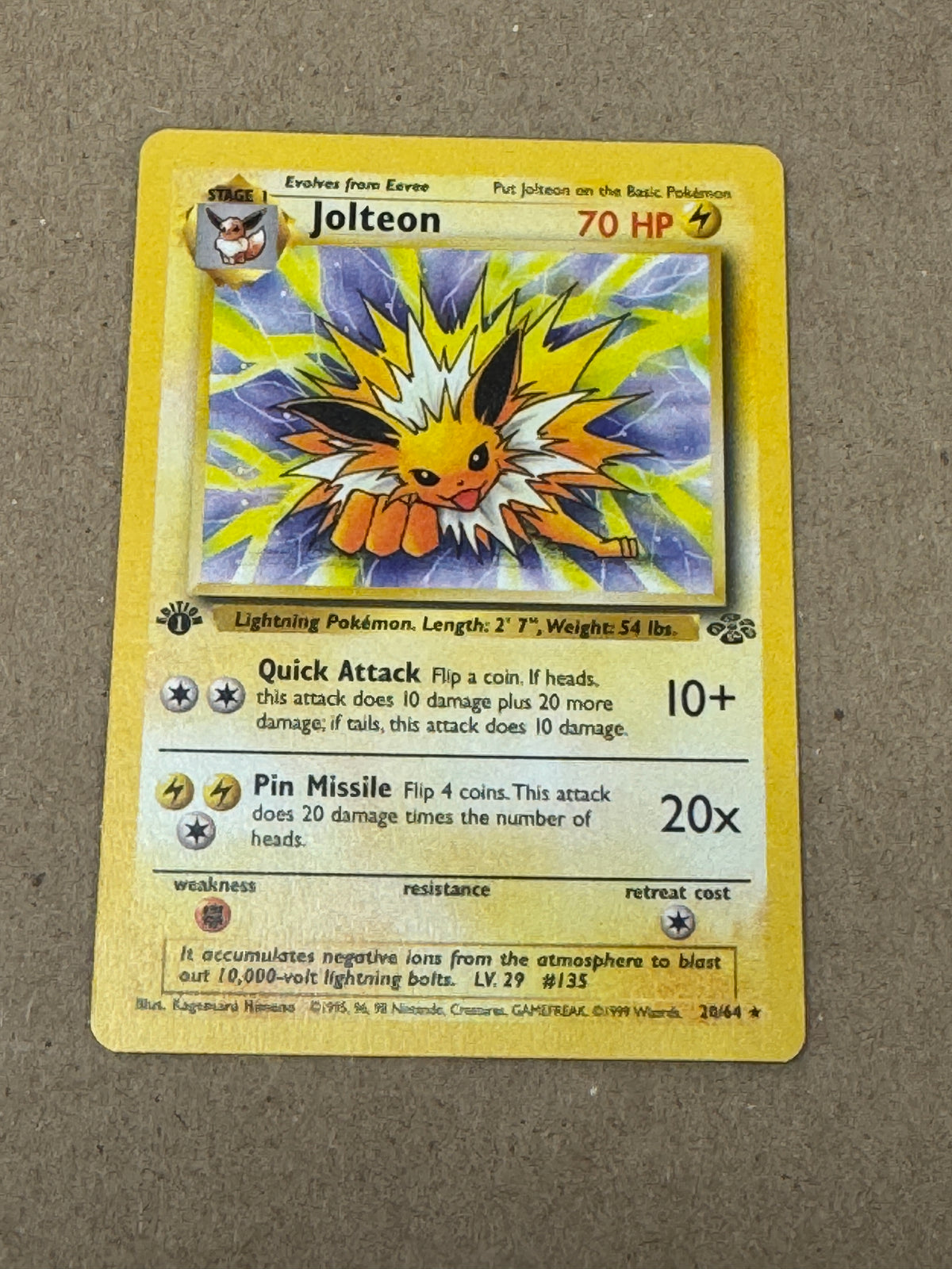 JUNGLE 1ST EDITION JOLTEON 20/64  RAW  PK1432