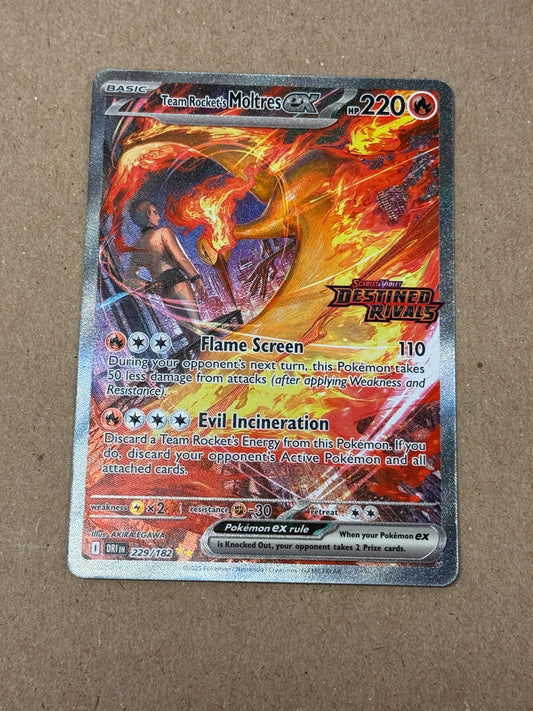DESTINED RIVALS TEAM ROCKETG'S MOLTRES ex STAMPED  229/182  RAW  PK1445