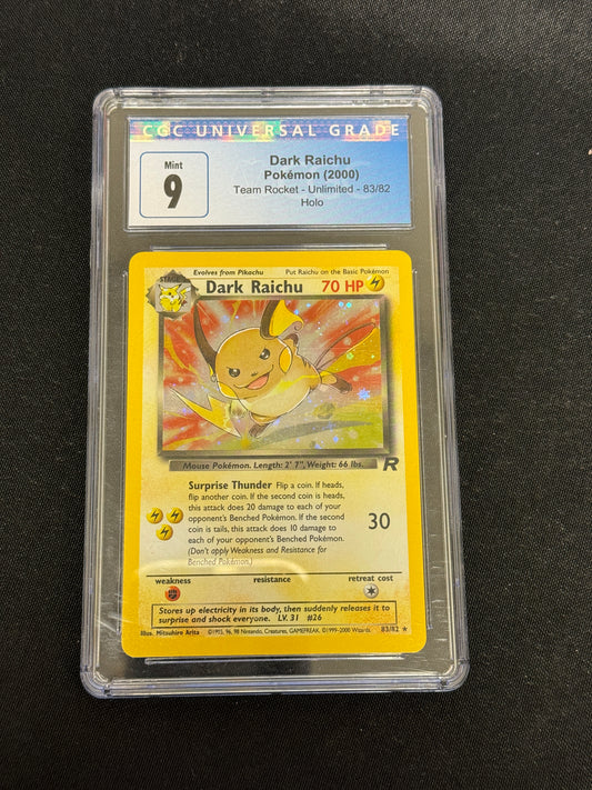 POKEMON TEAM ROCKET DARK RAICHU HOLO 83/82  CGC 9  MINT  PK303