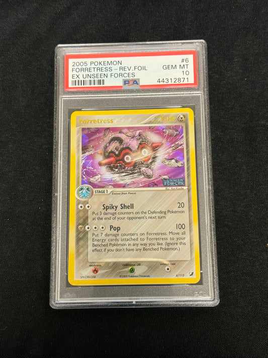 POKEMON UNSEEN FORCES FORRETRESS REV HOLO 6/115  PSA 10  GEM MINT  PK479