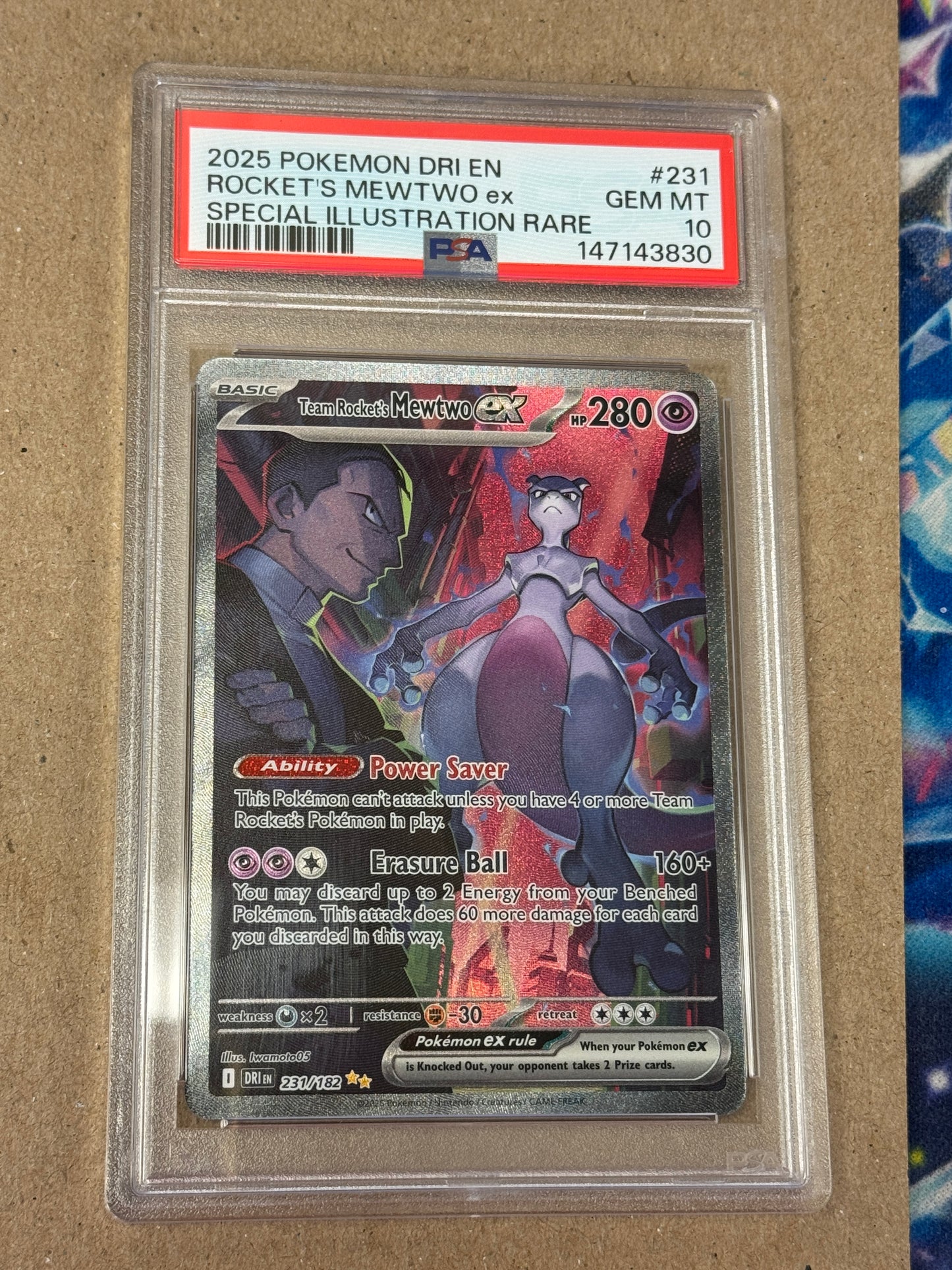 2025 DESTINED RIVALS ROCKET'S MEWTWO EX #231  PSA 10  PK1259