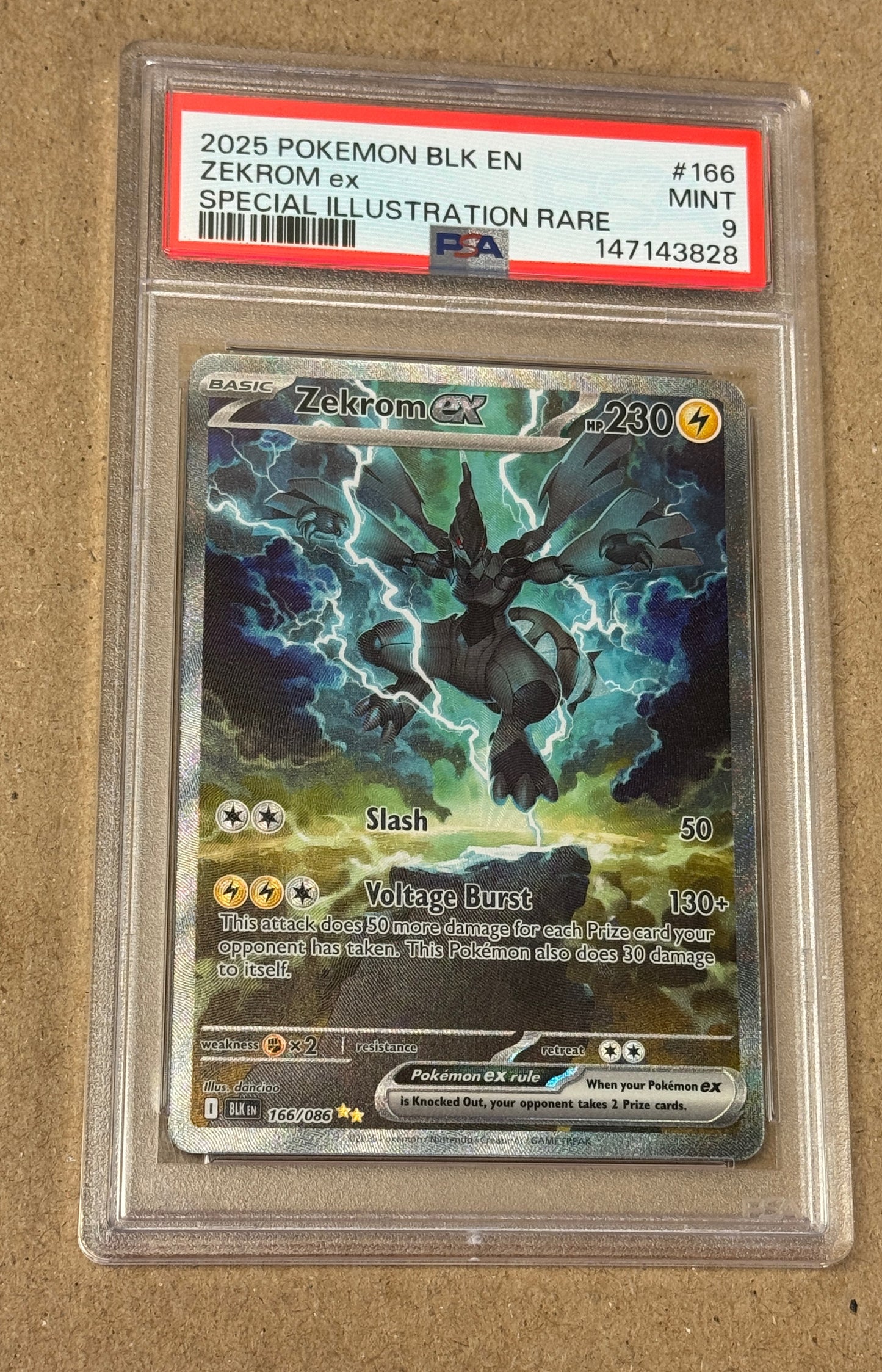 2025 BLACK BOLT ZEKROM ex #166  PSA 9  PK1266