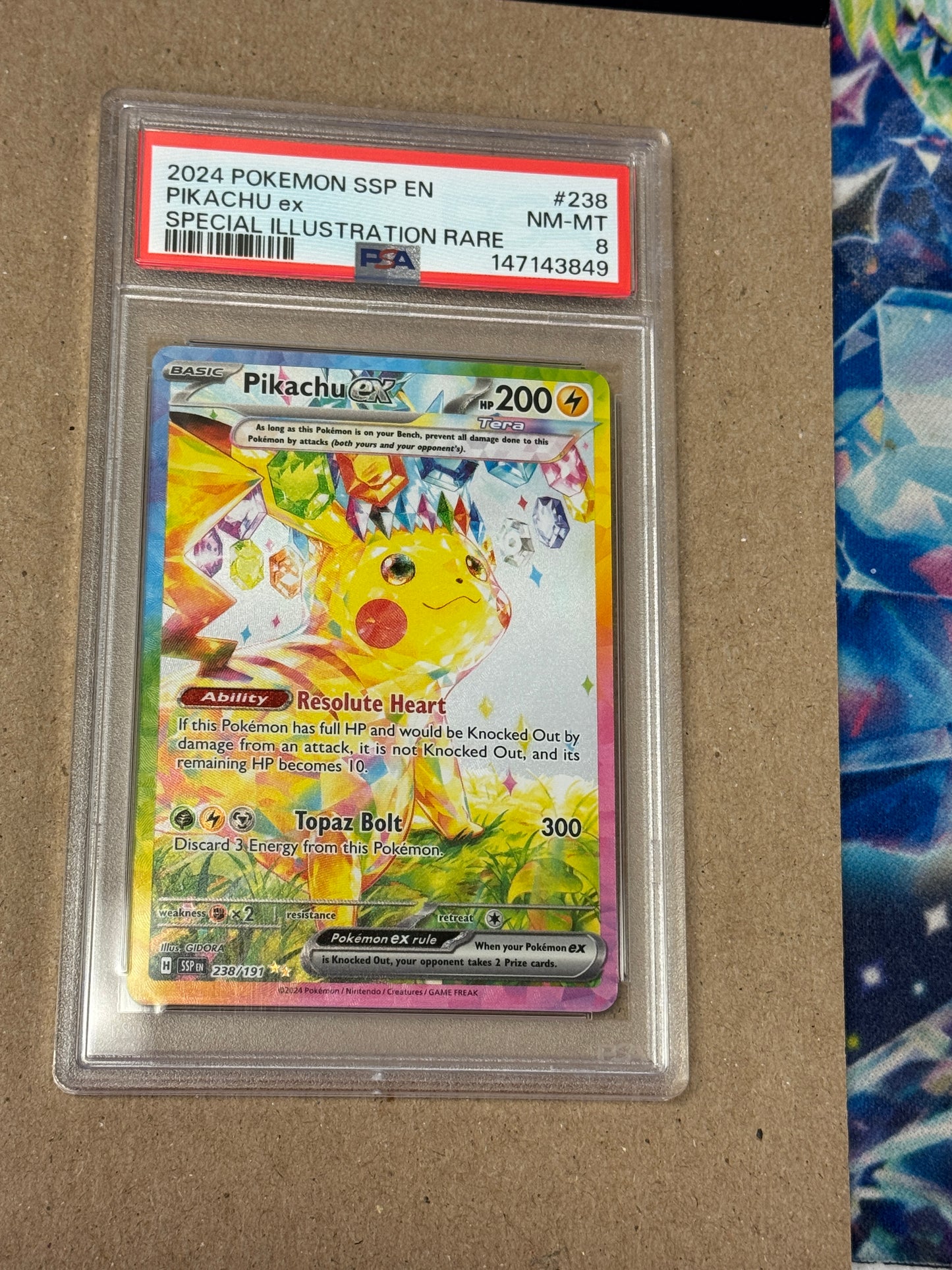 2024 SURGING SPARKS PIKACHU ex  #238  PSA 8  PK1269