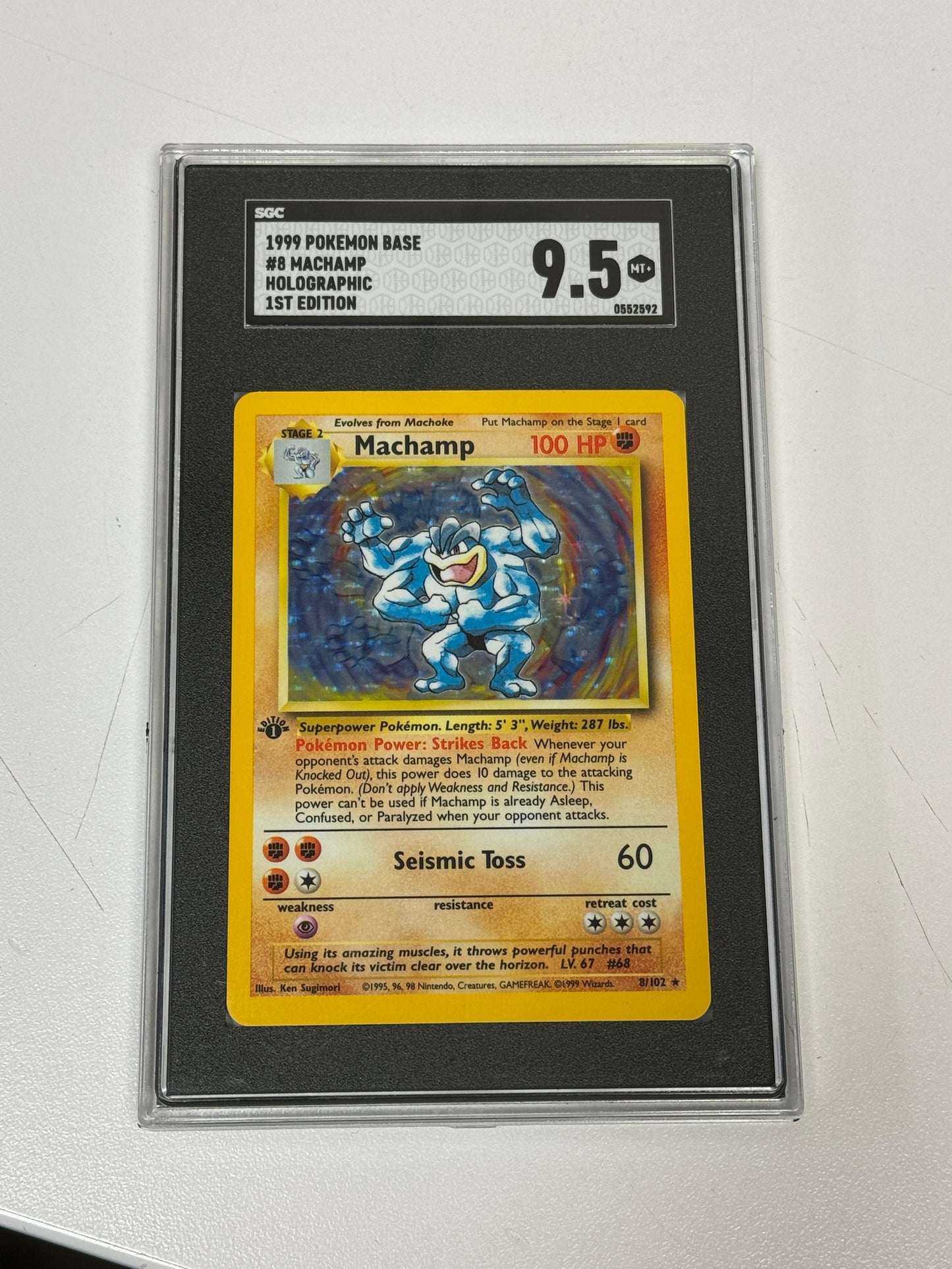 POKEMON BASE SET MACHAMP HOLO 1ST EDITION  8/102  SGC 9.5  NRMT+  PK510