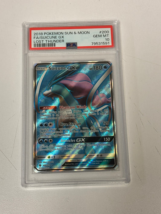 POKEMON LOST THUNDER SUICUNE GX 200/214  PSA 10  GEM MINT  PK514