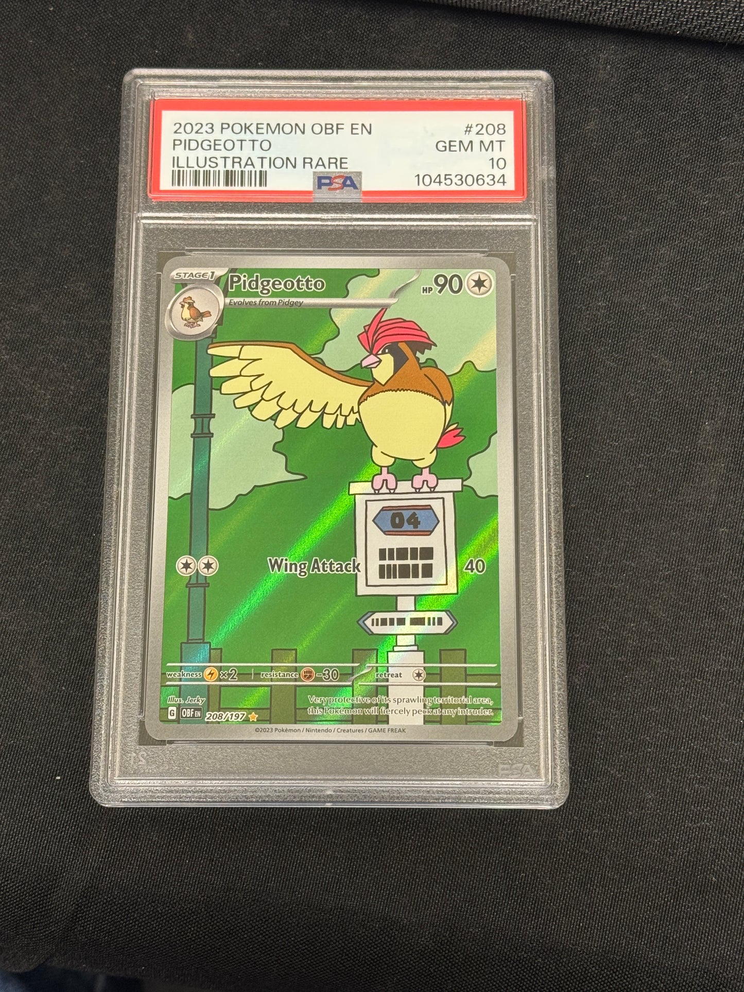 POKEMON OBSIDIAN FLAMES PIDGEOTTO 208/197 PSA 10  GEM MINT  PK831