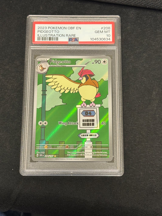 POKEMON OBSIDIAN FLAMES PIDGEOTTO 208/197 PSA 10  GEM MINT  PK831