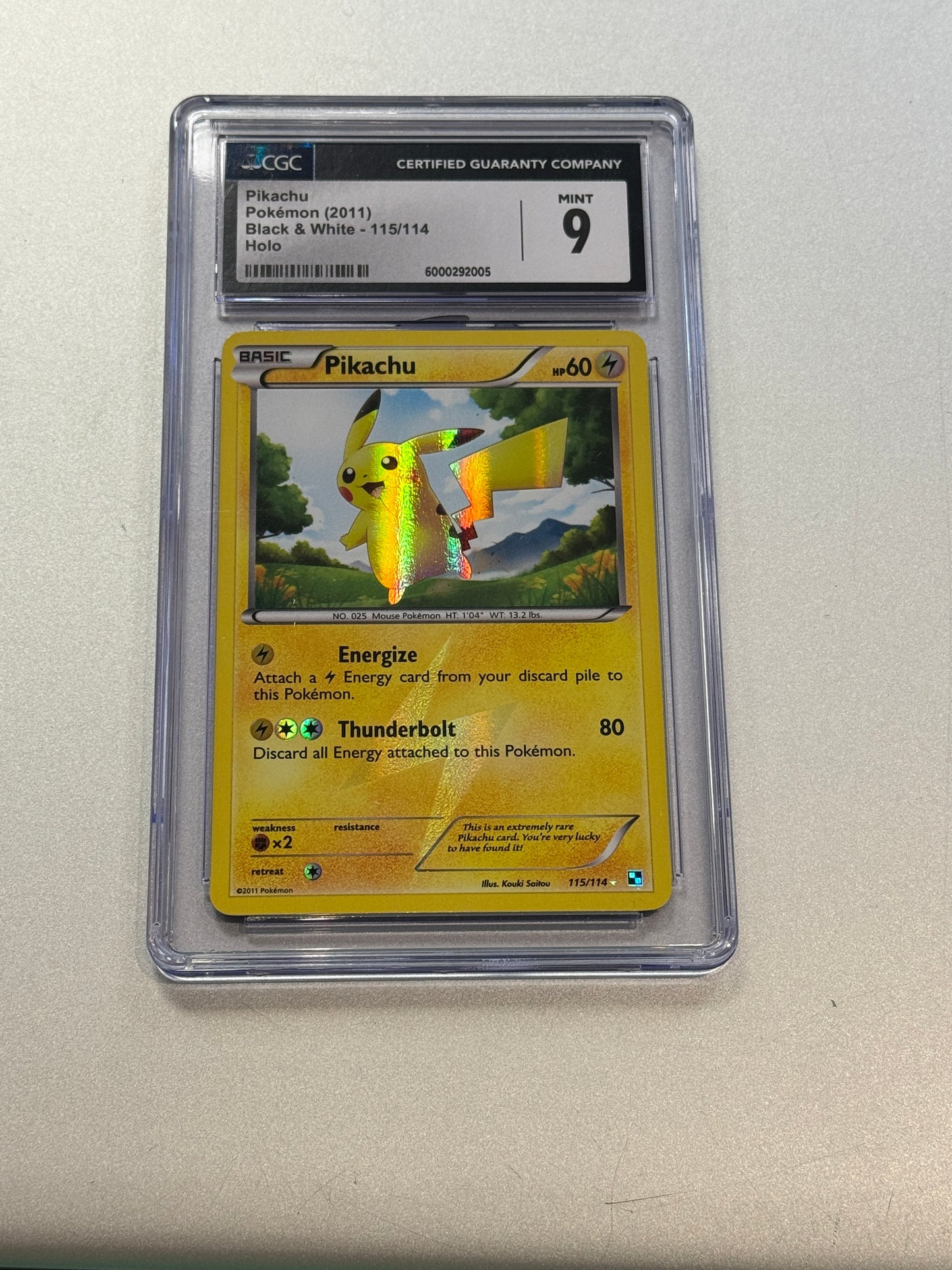 POKEMON BLACK & WHITE PIKACHU HOLO 115/114  CGC 9  MINT  PK571