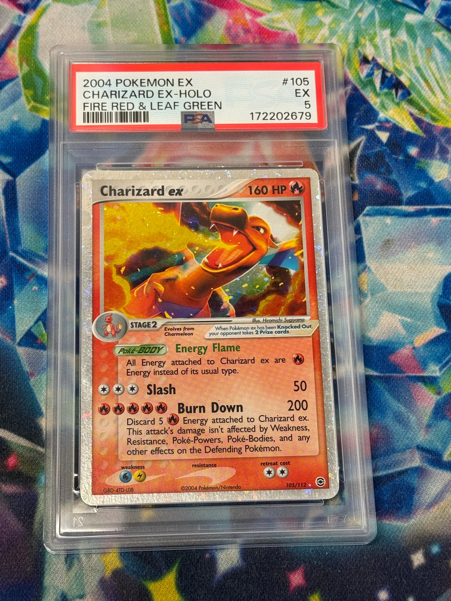 2004 FIRE RED & LEAF GREEN CHARIZARD EX  #105  PSA 8  PK1018