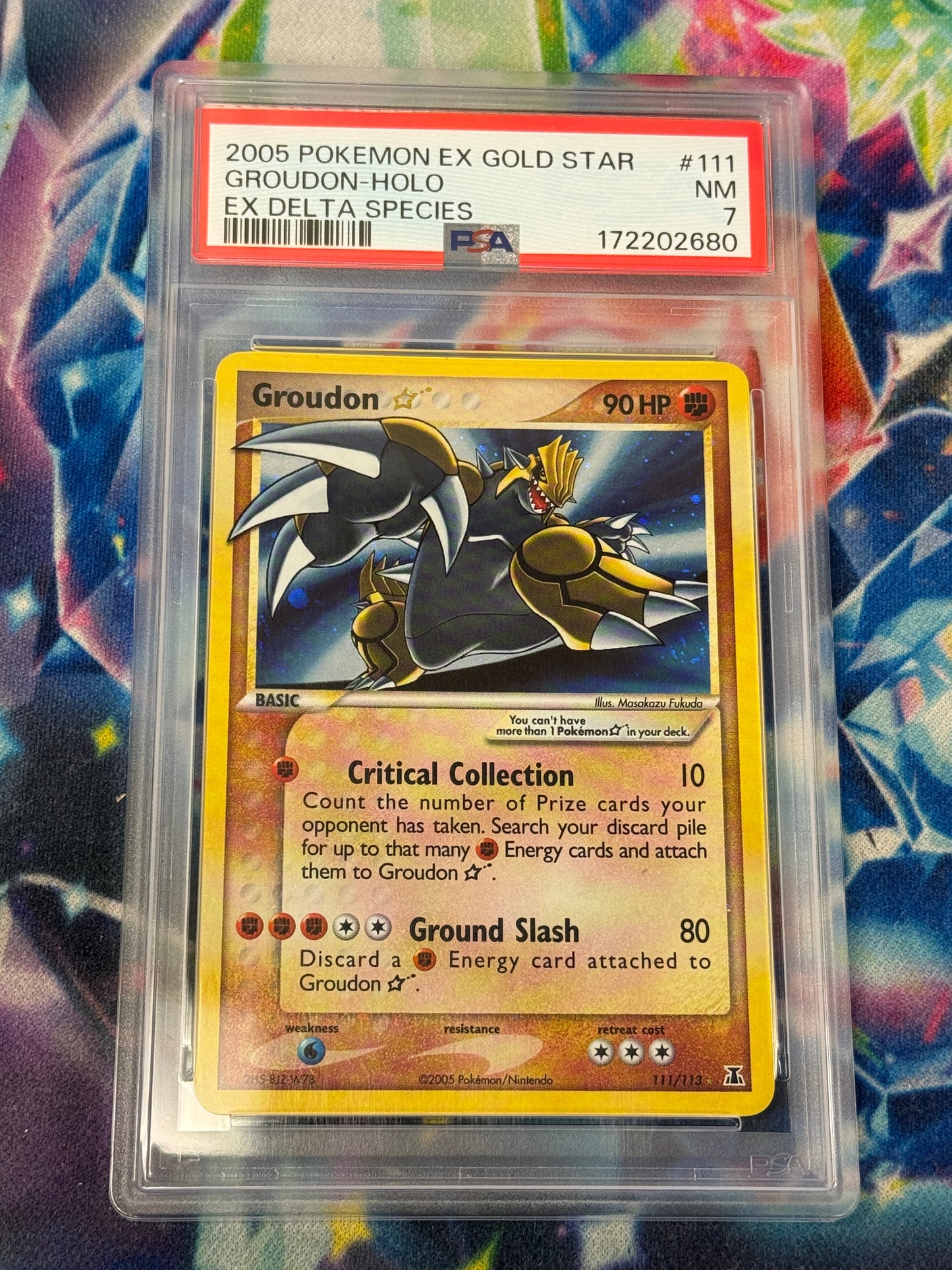 2005 EX DELTA SPECIES GOLD STAR GROUDON #111  PSA 7  PK1019